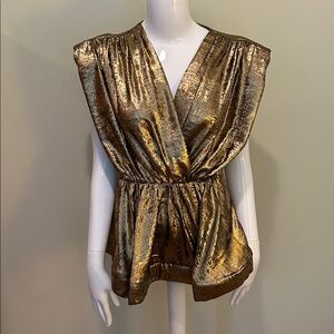Gold Metallic Sleeveless Top